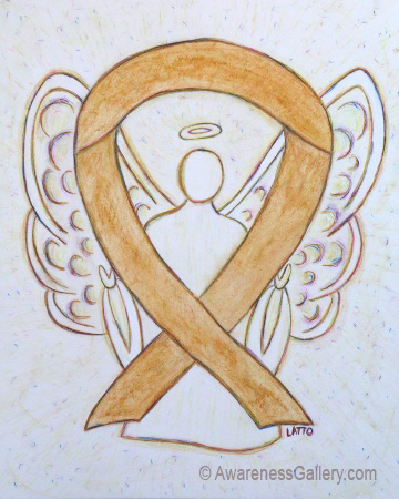 Amber Appendix Cancer Awareness Ribbon Angel Art Painting