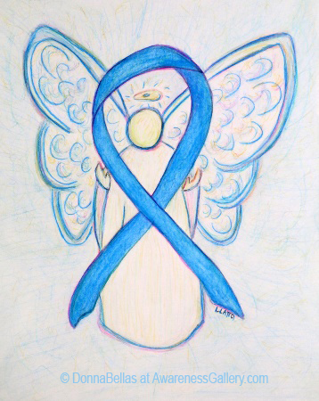 Light Blue Awareness Ribbon Angel Painting Art