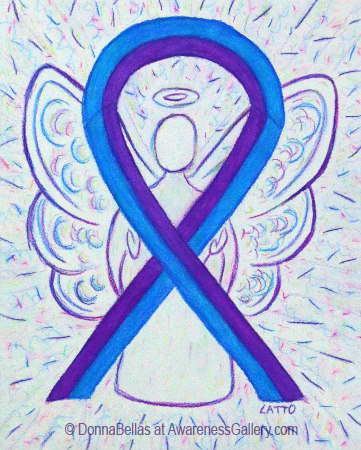 Blue and Purple Awareness Ribbon Angel Art
