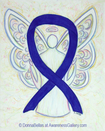 Dark Blue, Navy, or Indigo Awareness Ribbon Angel Art Painting