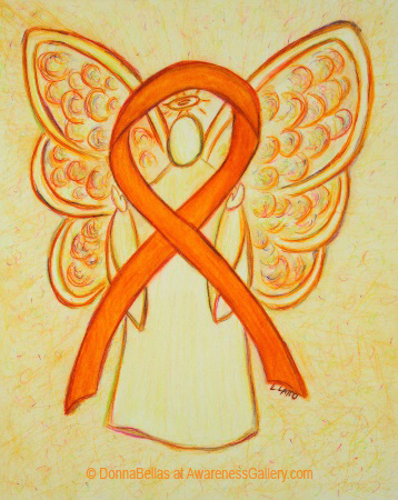 Orange Awareness Ribbon Angel Painting Art