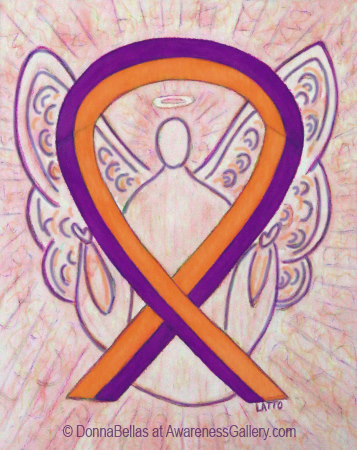 Orchid and Orange Awareness Ribbon Angel Art Painting