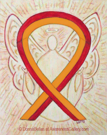 Orange and Red Awareness Ribbon Angel Art Painting