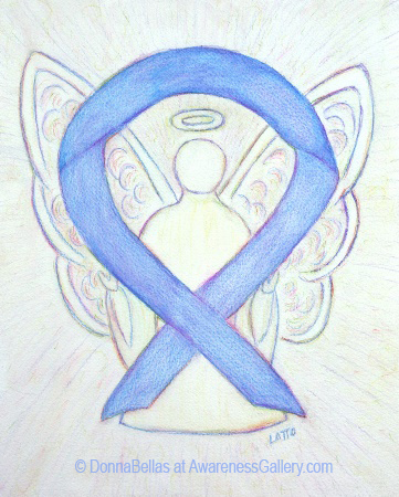 Periwinkle  Awareness Ribbon Angel Painting Art