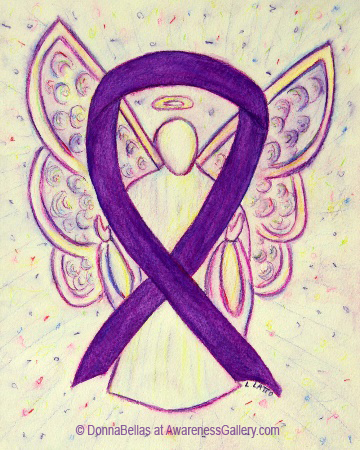 Purple Awareness Ribbon Angel Painting Art