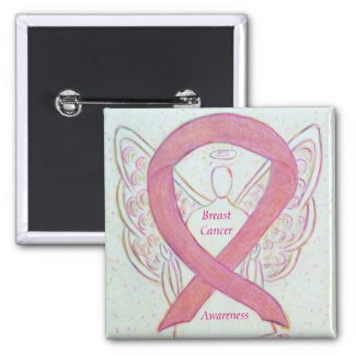 Breast Cancer Angel Pink Awareness Ribbon Art Pins