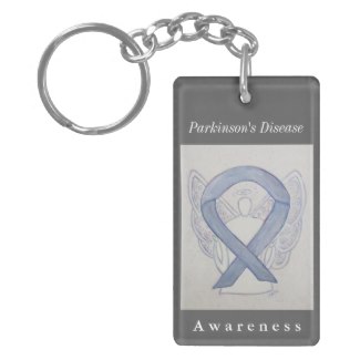 Parkinson's Disease Awareness Ribbon Keychain