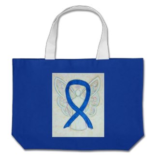 Blue Awareness Ribbon Angel Custom Tote Bag