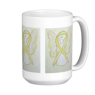 Yellow Awareness Ribbon Angel Art Mug