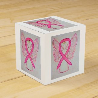 Pink Awareness Ribbon Angel Party Favor Box